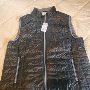 Men's Quilted Black Vest with Gray Accents